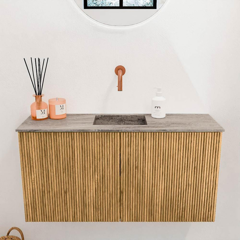Mondiaz JOYA-DLUX 80cm toiletmeubel - kleur Oak - Wastafel FAYE positie Midden Zonder kraangat kleur Oza. SW1424096