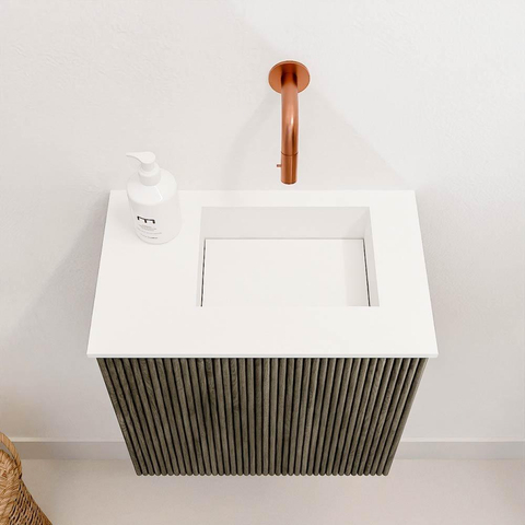 Mondiaz JOYA 40cm meuble de salle de bains WC - couleur Shadow - Vasque FAYE position Droite Sans trou de robinet couleur Talc. SW1421380