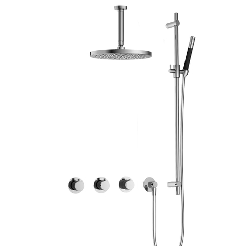 Hotbath Cobber IBS70 Regendoucheset - inbouw - 15cm plafondarm - 30cm ronde hoofddouche - staafhanddouche - glijstang - hoogglans chroom SW677962
