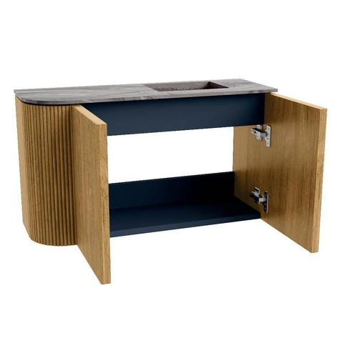 Mondiaz JOYA-DLUX 71.6cm toiletmeubel - ronding links kleur Oak - Wastafel FAYE positie Rechts Zonder kraangat kleur Sombra. SW1424277
