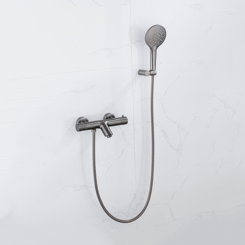Fortifura Calvi Handdouche - ø12cm - rond - 3 standen - PVD - geborsteld gunmetal (antraciet) SW799451
