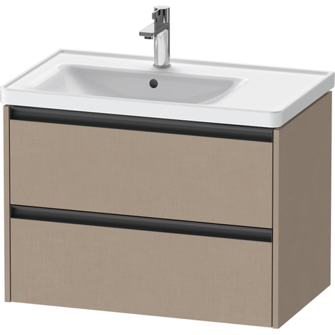 Duravit Ketho.2 Wastafelonderbouwkast - met 2 laden - voor waskom links - 78.4x45.5x54.9cm - met grepen antraciet - linnen mat SW772487