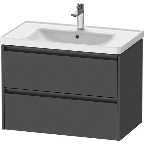 Duravit Ketho.2 Wastafelonderbouwkast - met 2 laden - 78.4x45.5x54.9cm - met grepen antraciet - grafiet mat SW773018