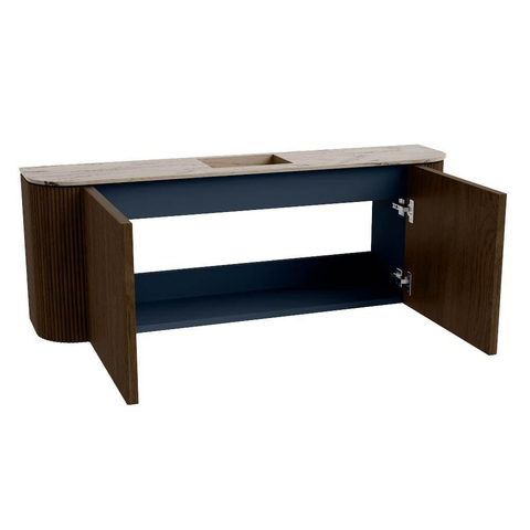 Mondiaz JOYA-DLUX Meuble de toilette 113,2cm - arrondis gauche et droite couleur Noyer - Lavabo FAYE position Milieu Sans trou de robinet couleur Arena SW1424389