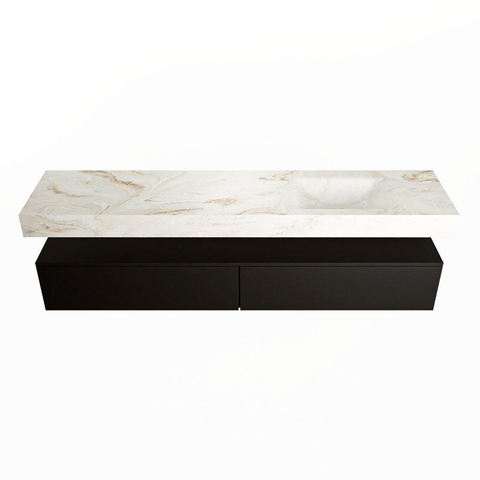 Mondiaz ALAN-DLUX Ensemble de meuble - 200cm - meuble Urban mat - 2 tiroirs - Lavabo Cloud Frappe suspendu - vasque Droite - 1 trou de robinet SW804688