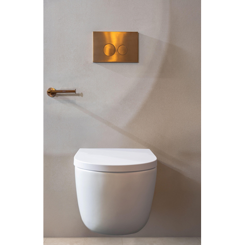 QeramiQ Push Metal Bedieningsplaat - voor Geberit UP320 inbouwreservoir - dualflush - ronde knoppen - metaal koper - licht beschadigd - OUTLET UDEN STORE44555