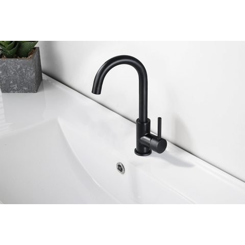 Fortifura Calvi Mitigeur lavabo rehaussé avec bec rotatif Noir mat SW809347