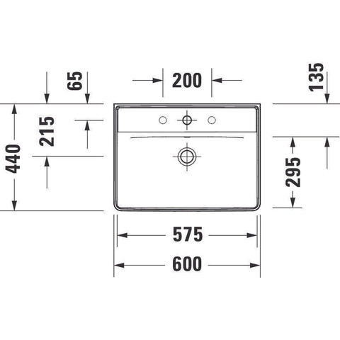 Duravit D-neo Wastafel - met kraangat - met overloop - 60x44x16.5cm - wit SW640560