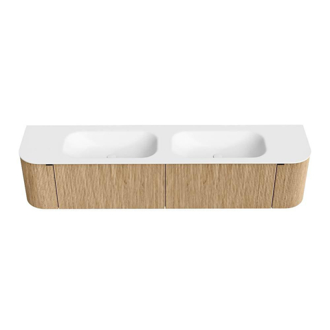 MONDIAZ KURVE 200cm meuble de salle de bains avec module 25 Len R couleur Oak avec 2 tiroirs et 2 portes. Lavabo BIG SMALL double sans trou de robinetterie Talc. SW1138215