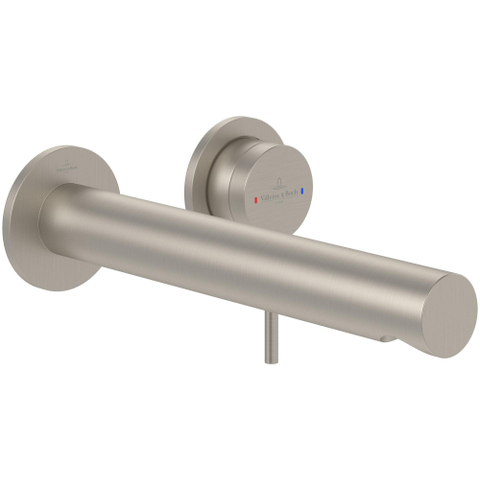 Villeroy & Boch Loop & Friends wastafeluitloop set - wandmontage - Brushed Nickel (rvs) SW974330