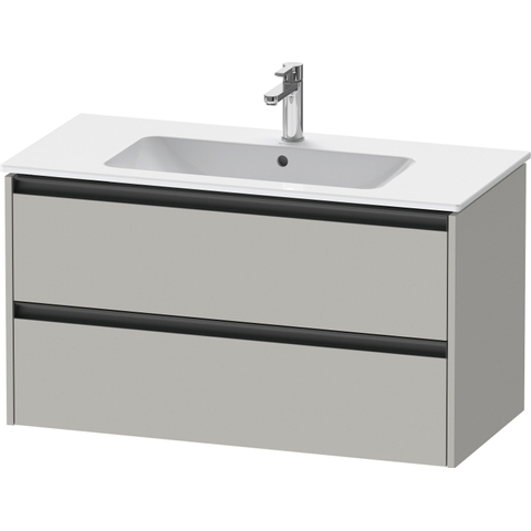 Duravit Ketho.2 Wastafelonderbouwkast - met 2 laden - 101x48x55cm - met grepen antraciet - betongrijs mat SW772183