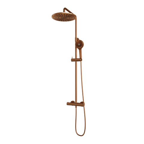 BRAUER Copper Edition ensemble de douche pluie apparent – douche de tête Ø 30 cm – barre de douche – douchette ronde – barre de douche 145 cm SW1164734