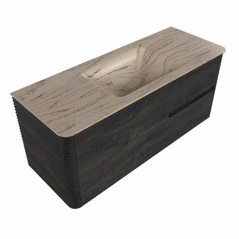 Mondiaz CIRO-DLUX Meuble de salle de bains - 120x45x50cm - Plan vasque solid surface Arena - 1 vasque centrale - 1 trou de robinet - 2 tiroirs - Shadow SW1532331