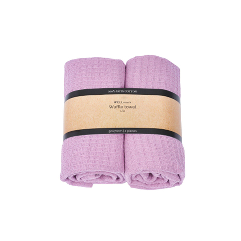 Wellmark CA 50x70cm theedoek - 2 stuks - waffle lilac SW927796