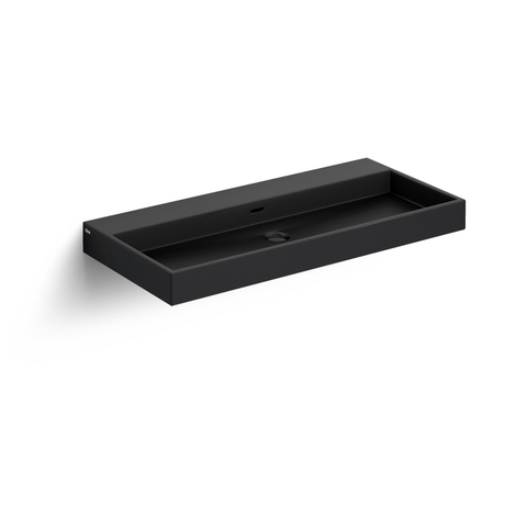 Clou Wash Me wastafel 90x42cm zonder plug Keramiek Zwart mat SW9257