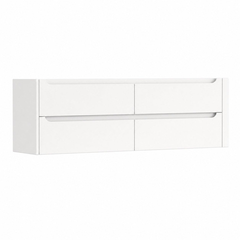 H&R Badmeubelen Juice Wastafelonderkast - 160x45x50cm - rechterhoek afgerond - 4 lades - geïntegreerde greep - Wit mat SW1491129
