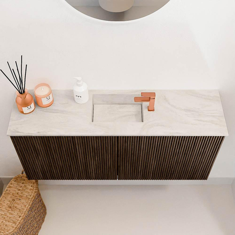 Mondiaz JOYA-DLUX 90cm toiletmeubel - kleur Walnut - Wastafel FAYE positie Midden 1 kraangat kleur Ostra. SW1422633