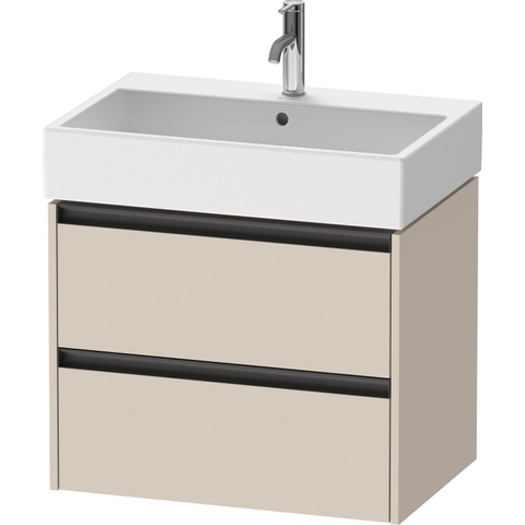 Duravit Ketho.2 Wastafelonderbouwkast - met 2 laden - 68.4x46x54.9cm - met grepen antraciet - taupe supermat SW771934