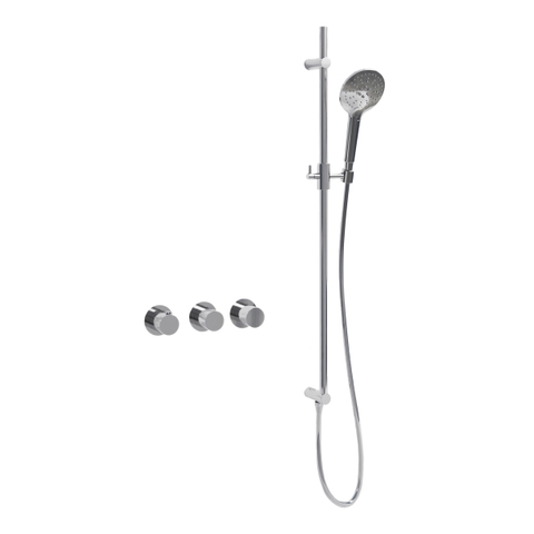 Fortifura Nebbio Badcombinatie-set - thermostaatkraan - glijstang met geïntegreerde wandaansluitbocht - gladde doucheslang - ronde handdouche - badvulcombinatie - chroom SW1238004