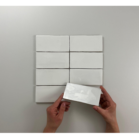 SAMPLE Terravito Galeno wandtegel - 7.5x15cm - 8.5mm - Rechthoek - Wit glans SW736179