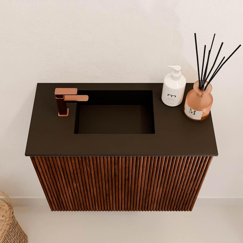 Mondiaz JOYA 50cm meuble de toilette - couleur Ruby - Vasque FAYE position Gauche 1 trou de robinet couleur Urban. SW1421795