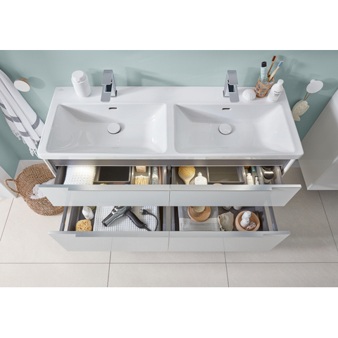 Villeroy & Boch Subway 3.0 meubelwastafel - 130x47cm - 2 kraangaten - met overloop - White Alpine (glans wit) SW641664