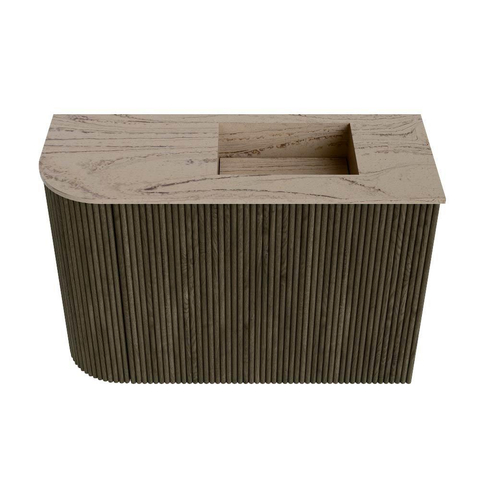 Mondiaz JOYA-DLUX Meuble de toilette 61,6cm - arrondi gauche couleur Shadow - Vasque FAYE position Droite 1 trou de robinet couleur Arena. SW1424824