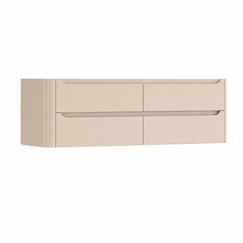 H&R Badmeubelen Juice Wastafelonderkast - 160x45x50cm - linkerhoek afgerond - 4 lades - geïntegreerde greep - Merino SW1491299