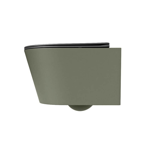 Mondiaz LAVIE hangtoilet – spoelrandloos – 36 x 53 cm – met softclose zitting – Army (groen), zitting Dark grey (grijs) SW1208597