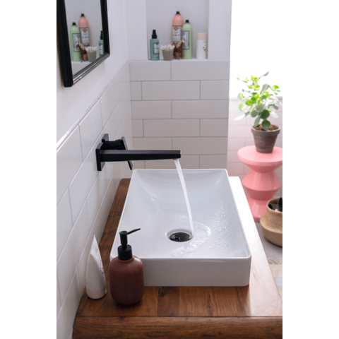 Hansgrohe Metropol 1 greeps wastafelkraan - afbouwdeel - met voorsprong 225 mm en afvoerplug - mat zwart SW358665
