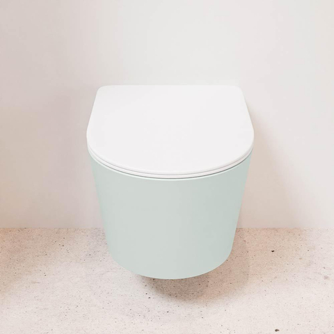 Mondiaz LAVIE WC suspendu – sans bride – 36 x 53 cm – avec abattant softclose – Greey (vert clair/gris), abattant Talc (blanc) SW1208757