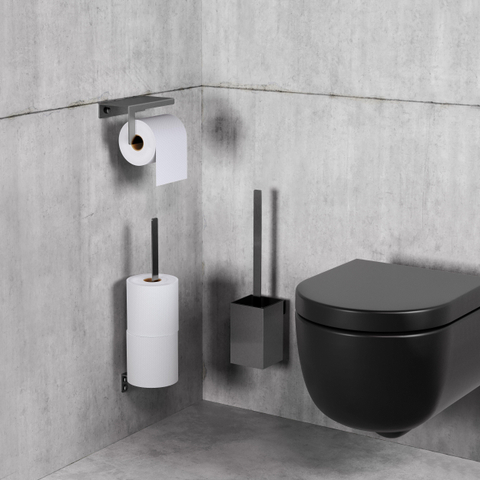 Clou Fold ensemble brosse WC - 35,5cm de haut - modèle mural - PVD - gunmetal brossé (anthracite) SW917282
