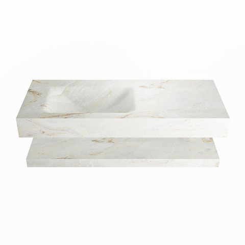 Mondiaz ALAN-DLUX Ensemble de meuble - 110cm - meuble Frappe mat - 0 tiroirs - Lavabo Cloud Frappe suspendu - vasque Gauche - 0 trous de robinet SW809316