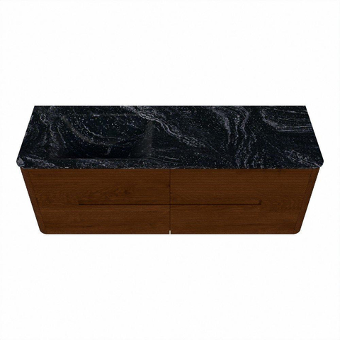 Mondiaz CIRO-DLUX Ensemble de meubles de salle de bains - 140x45x50cm - lavabo solid surface Lava - 1 vasque à gauche - 1 trou de robinet - 4 tiroirs - Ruby SW1531586