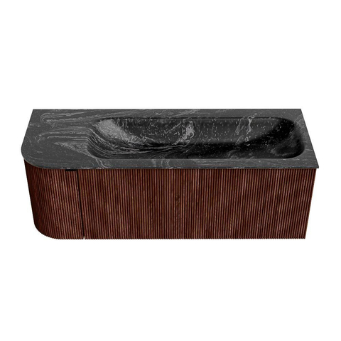 Mondiaz KURVE-DLUX Ensemble meuble de salle de bains - 125x46x40cm - 1 tiroir - 1 porte - lavabo solid surface - droit - 1 trou de robinet - Ruby SW1416042