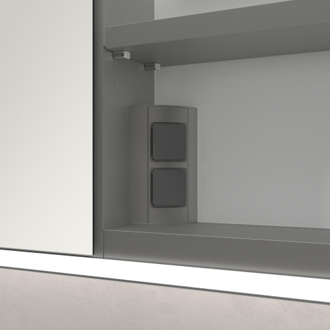 Villeroy & Boch My View Now spiegelkast - met 3 deuren - met led verlichting en wastafelverlichting - 140x75x16.8cm - met in/uit schakelaar - Aluminium (zilver) SW701121