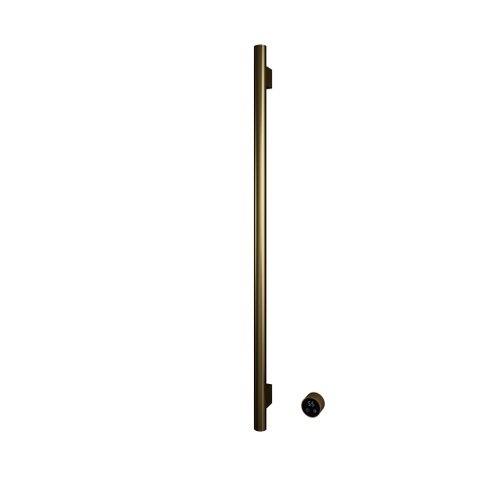 Hotbath &MORE Handdoekradiator - 19x115cm - rond - 1 stangen - verticaal - met schakelaar - PVD - geborsteld messing (goud) SW1245703