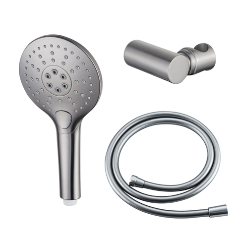 Fortifura Calvi Handdoucheset - diameter 12cm - rond - 3 straalsoorten - met houder - met gladde slang - 150cm - PVD - geborsteld RVS SW1159485