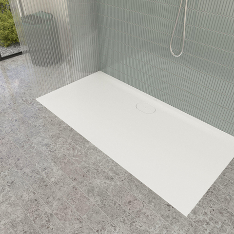 Villeroy & Boch Ecora douchebak - 160x80x3.5cm - afvoer lange zijde - white alpine (wit) SW1558885