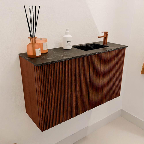 Mondiaz JOYA-DLUX 70cm toiletmeubel - kleur Ruby - Wastafel FAYE positie Rechts 1 kraangat kleur Lava. SW1423615