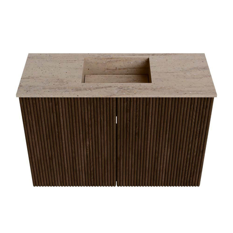 Mondiaz JOYA-DLUX 60cm toiletmeubel - kleur Walnut - Wastafel FAYE positie Midden 1 kraangat kleur Saba. SW1424633