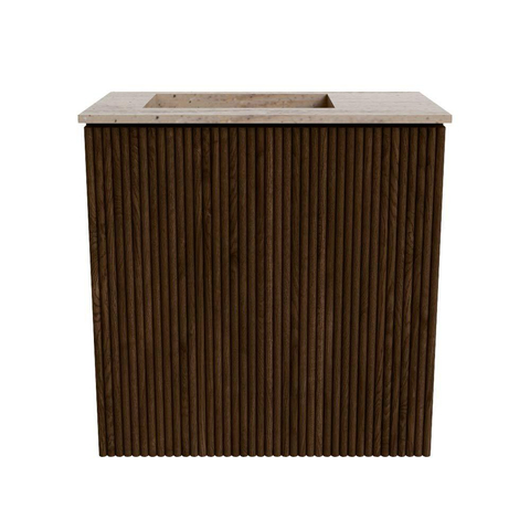 Mondiaz JOYA-DLUX 40cm toiletmeubel - kleur Walnut - Wastafel FAYE positie Links 1 kraangat kleur Saba. SW1424620