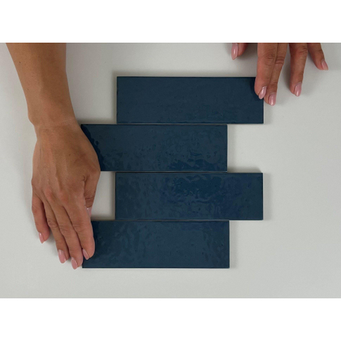 ÉCHANTILLON Terravito Nocino carreau mural - 6x18.6cm - Deep Blue brillant (bleu) SW1221517