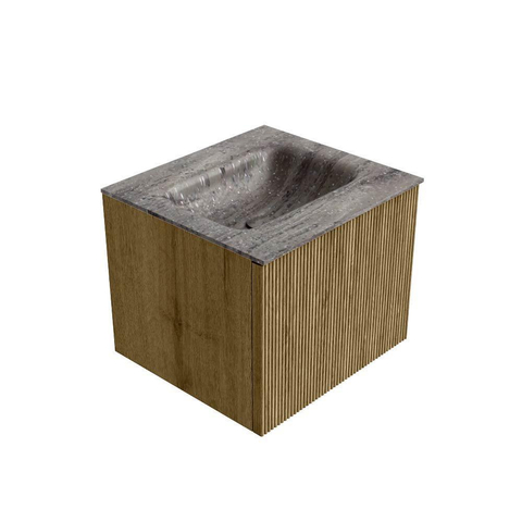 MONDIAZ KURVE-DLUX 50cm badmeubel kleur Dusk met 1 lade en 0 deuren. Wastafel GRUNNE Midden zonder kraangat Oza. SW1432940