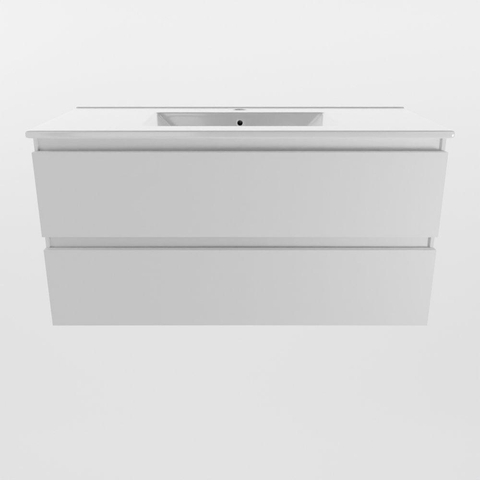 Mondiaz Aivy badmeubelset - 100x45x50cm - 1 kraangat - 1 wasbak talc Keramiek - Midden - 2 lades - Zonder spiegel - MDF Talc SW892091