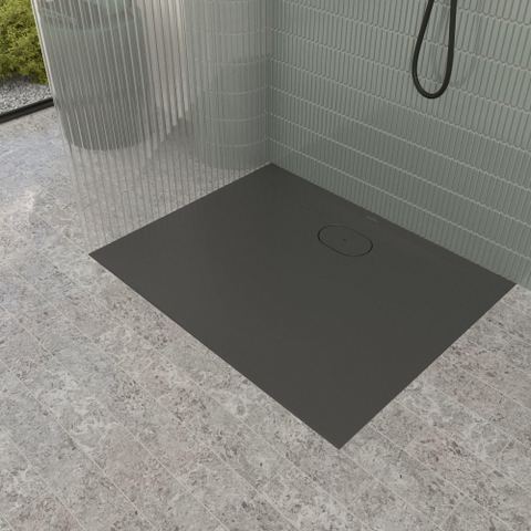 Villeroy & Boch Ecora douchebak - 100x80x3.5cm - afvoer lange zijde - anthracite (antraciet) SW1558912