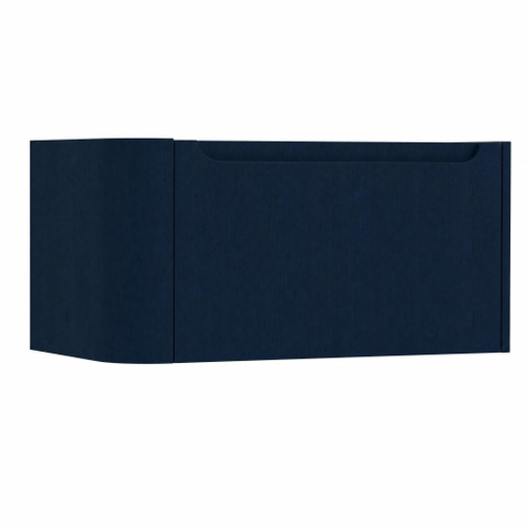 H&R Badmeubelen Juice Meuble sous vasque - 80x45x40cm - angle gauche arrondi - 1 tiroir - poignée intégrée - chêne bleu SW1109797