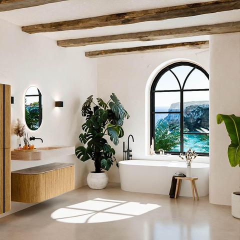 MONDIAZ THOR-DLUX 120cm badmeubel ronding links + rechts kleur Oak met 1 lade en 2 deuren. Vrijhangende wastafel CLOUD Midden zonder kraangat kleur Saba. SW1463439