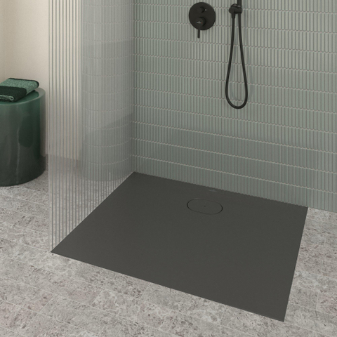 Villeroy & Boch Ecora douchebak - 100x80x3.5cm - afvoer lange zijde - anthracite (antraciet) SW1558912