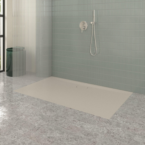 Villeroy & Boch Ecora douchebak - 150x90x3.5cm - afvoer lange zijde - almond (beige) SW1558934